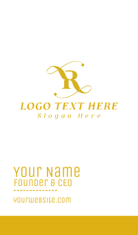 Golden Elegant Letter R Business Card Design