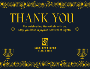 Floral Hanukkah  Thank You Card Image Preview