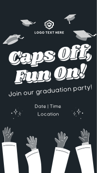 Caps Off Fun On Graduation Party TikTok Video Design