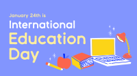 Cute Education Day Facebook Event Cover Design