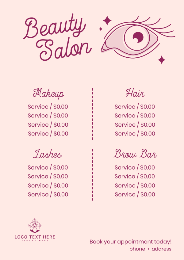 The Eyelash Salon Menu Design Image Preview