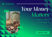 Financial Management Podcast Postcard Design