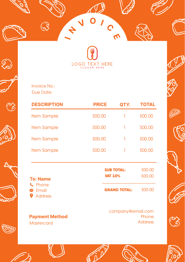 Food Patterns Invoice Design Image Preview