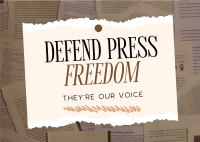 Defend Press Freedom Postcard Image Preview
