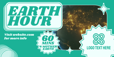 Retro Earth Hour Reminder Twitter Post Image Preview