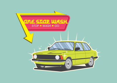 Retro Carwash Postcard Image Preview