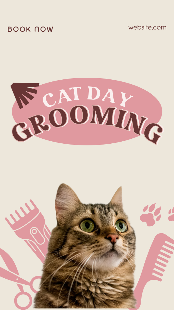 Cat Day Grooming Facebook Story Design