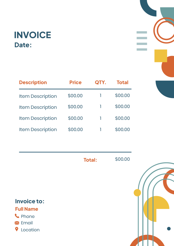 Modern Abstract Shapes Invoice Design Image Preview