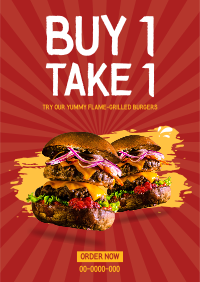 Flame Grilled Burgers Poster Design