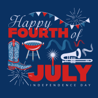 4th of July Illustration Instagram post Image Preview