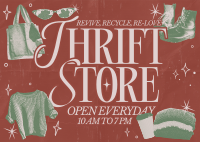 Retro Thrift Shop Postcard Design