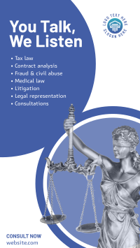 Lady Justice Consultation Facebook Story Design