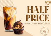 Half Price Coffee Postcard Design