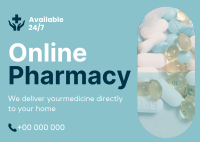 Modern Online Pharmacy Postcard Design