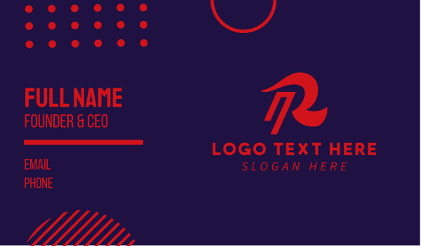 Sporty Red Letter R  Business Card Design Image Preview