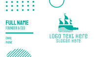 Teal Bottle Ship Business Card Image Preview
