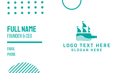 Teal Bottle Ship Business Card Image Preview