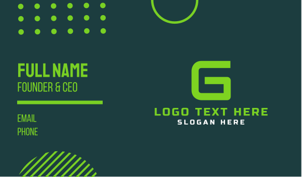 Gaming Green Letter G Business Card Design Image Preview