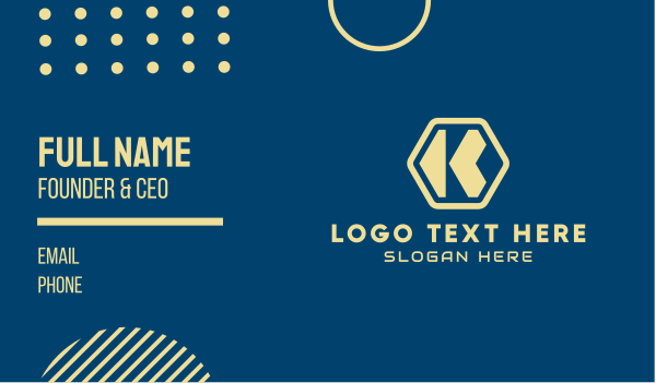 Hexagon Tech Letter K  Business Card Design Image Preview