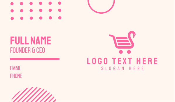 Pink Swan Shopping Cart Business Card Design Image Preview