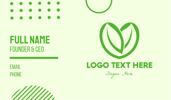 Green Eco Leaf Heart Business Card Design Image Preview