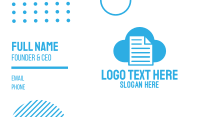 Blue Cloud Document Business Card Image Preview