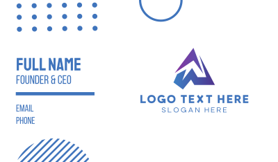 Blue Gradient Mountain Letter W Business Card Image Preview
