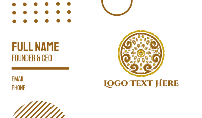 Gold Floral Circle Business Card Image Preview