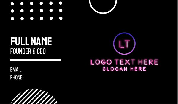 Neon Lettermark Business Card Design Image Preview