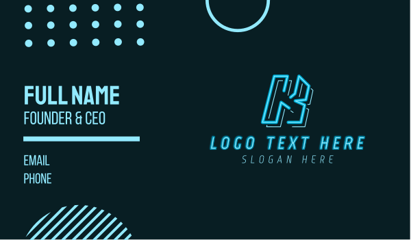 Neon Retro Gaming Letter K Business Card Design Image Preview