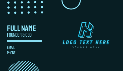 Neon Retro Gaming Letter K Business Card Image Preview