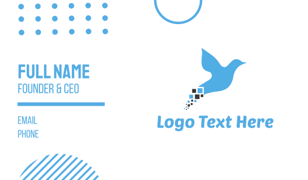 Blue Pixel Bird Business Card Design Image Preview