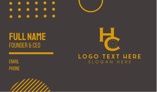 H & C Clock  Business Card Design Image Preview