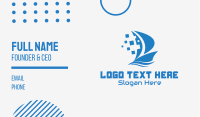 Blue Pixelated Ship Business Card Image Preview