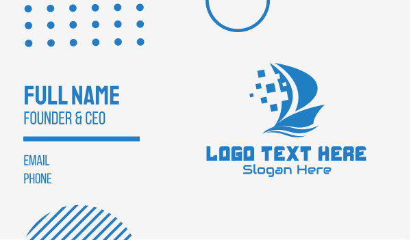 Blue Pixelated Ship Business Card Design Image Preview