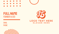 Fancy Orange Letter N Business Card Image Preview