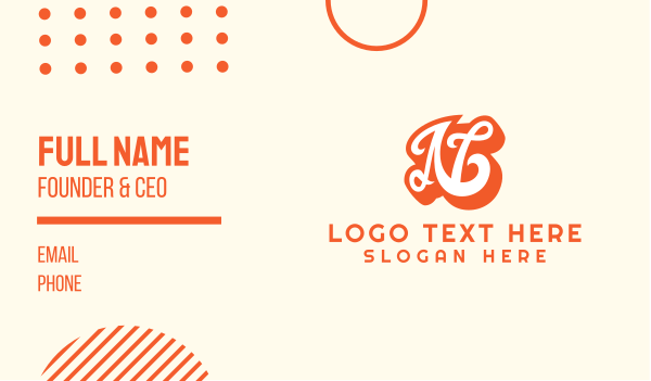 Fancy Orange Letter N Business Card Design Image Preview