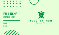 Green Turtle Shield Lettermark Business Card Design