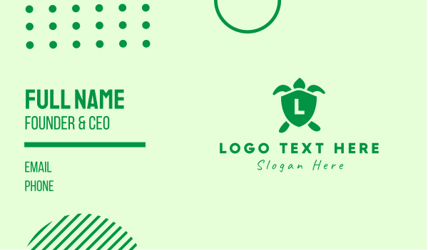 Green Turtle Shield Lettermark Business Card Design Image Preview