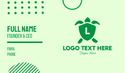 Green Turtle Shield Lettermark Business Card