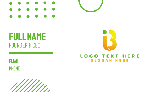 Yellow IB Monogram Business Card Design Image Preview