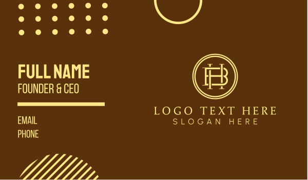 Rustic Monogram H & B Business Card Design Image Preview