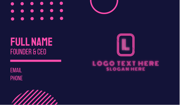 Retro Neon Lettermark Business Card Design Image Preview