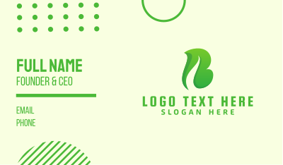 Natural Green Letter B Business Card Image Preview