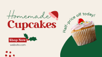 Cupcake Christmas Sale Facebook Event Cover Design