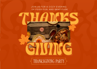 Retro Thanksgiving Party Postcard Design