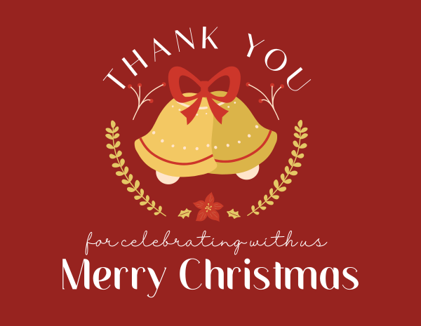 Christmas Bell Thank You Card Design Image Preview