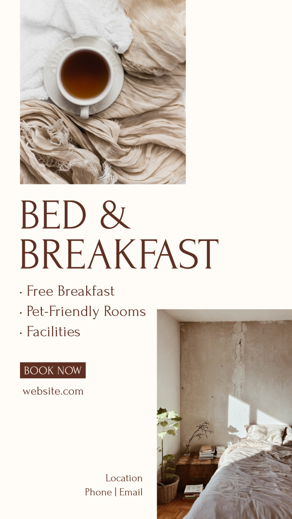 Bed and Breakfast Services Instagram Story Design Image Preview