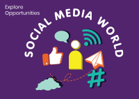 Social Media World Postcard Design