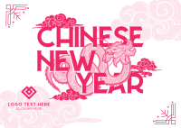 Oriental Chinese New Year Postcard Design